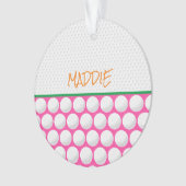 Golfnaam Modern Roze Groen Sinaasappel Golfplezier Ornament (voorkant)
