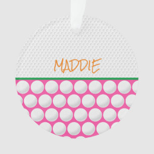 Golfnaam Modern Roze Groen Sinaasappel Golfplezier Ornament