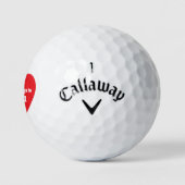 Golfnaam rood hart behoort tot golfballen (Logo)