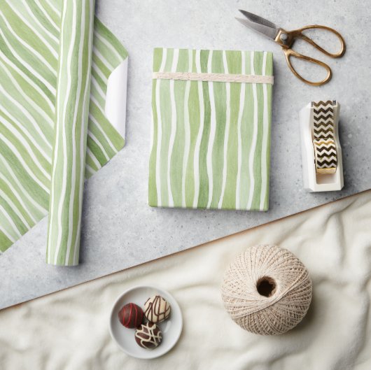 Golfoenige groene crème strepen cadeaupapier (Crafts)