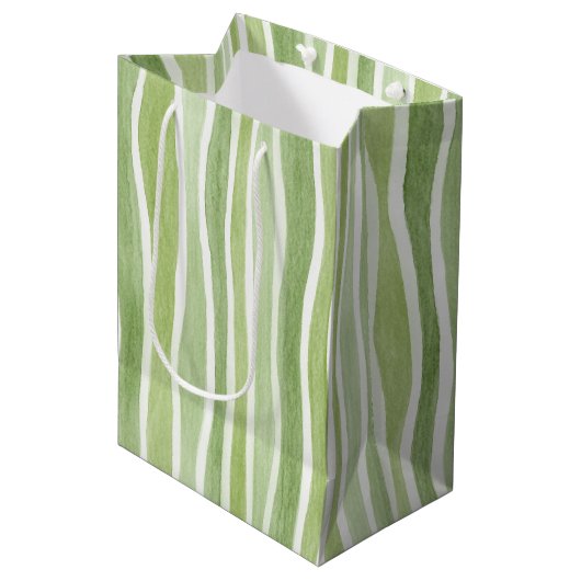 Golfoenige groene crème strepen medium cadeauzakje (Voorkant Gekanteld)