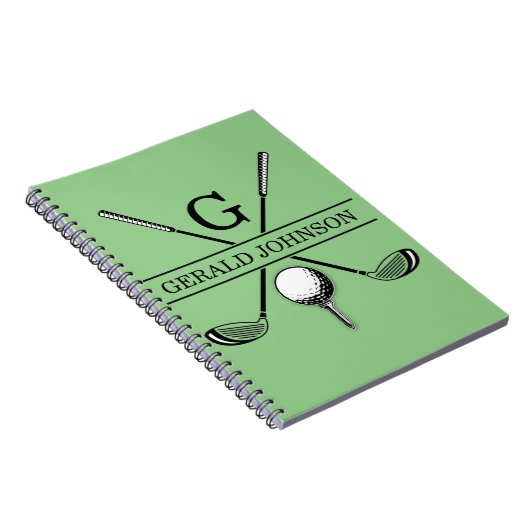 Golfontwerp met Sjabloon van groot monogram Notitieboek (Rechterzijde)