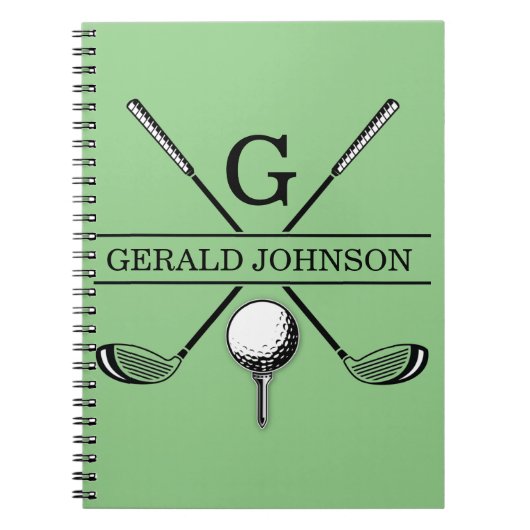 Golfontwerp met Sjabloon van groot monogram Notitieboek (Voorkant)