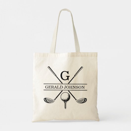 Golfontwerp met Sjabloon van groot monogram Tote Bag (Achterkant)