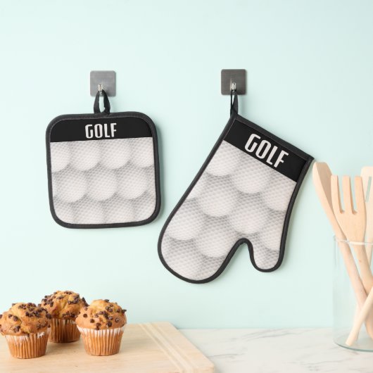 Golfontwerp Oven Mitt & Pothouder Set (Insitu(Ophanging))