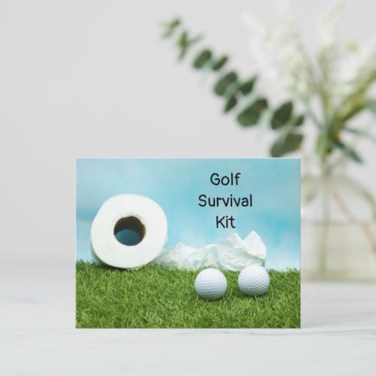 Golfoverlevingkit golfkogelwc-papier briefkaart (Staand voorkant)