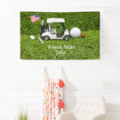 Golfpartij met golfkarretje en vlag van Amerika Spandoek (Insitu)