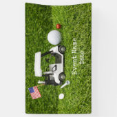 Golfpartij met golfkarretje en vlag van Amerika Spandoek (Verticaal)