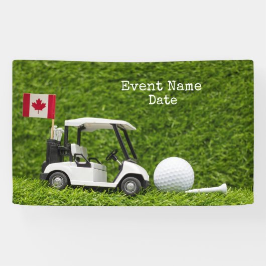 Golfpartij met golfkarretje en vlag van Canada  Spandoek (Horizontaal)