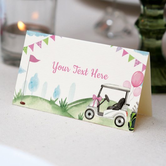 Golfpartij Roze Meisje Verjaardagsplaatskaart Plaatskaartje