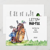 Golfpartij sparen de datumuitnodiging voor golfer kaart (Voorkant / Achterkant)