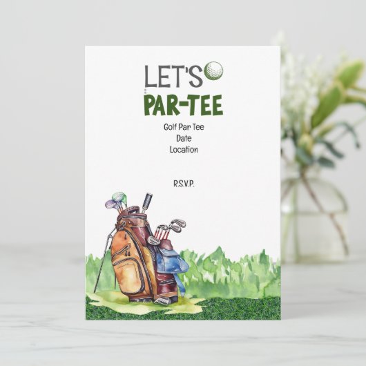 Golfpartij sparen de datumuitnodiging voor golfer kaart (Staand voorkant)