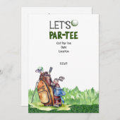 Golfpartij sparen de datumuitnodiging voor golfer kaart (Voorkant / Achterkant)