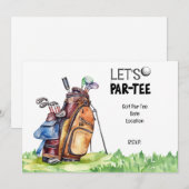 Golfpartij sparen de datumuitnodiging voor golfer kaart (Voorkant / Achterkant)