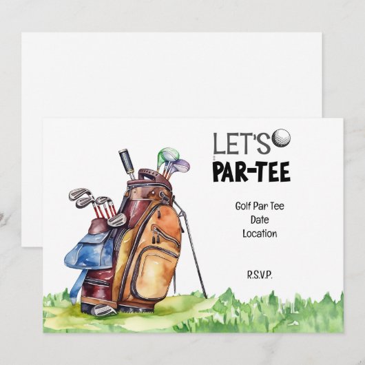 Golfpartij sparen de datumuitnodiging voor golfer kaart (Voorkant / Achterkant)