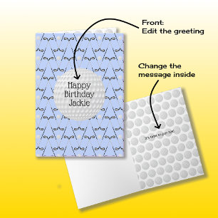 Golfpatroon aangepaste naam verjaardag kaart