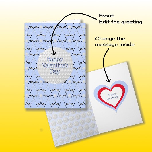 Golfpatroon aangepaste tekst blauwe Valentijnsdag Kaart