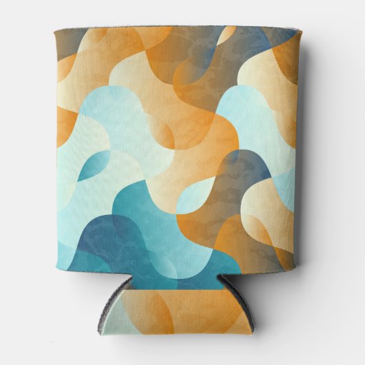 golfpatroon, blauw en bruin. blikjeskoeler (Voorkant)