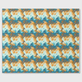  golfpatroon, blauw en bruin. cadeaupapier (Vlak)