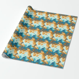  golfpatroon, blauw en bruin. cadeaupapier