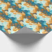  golfpatroon, blauw en bruin. cadeaupapier (Hoek)