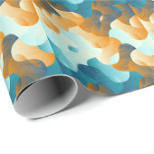  golfpatroon, blauw en bruin. cadeaupapier (Rol Hoek)