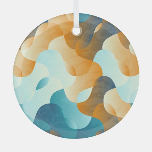 golfpatroon, blauw en bruin. glas ornament (Voorkant)