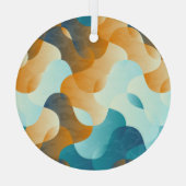 golfpatroon, blauw en bruin. glas ornament (Achterkant)