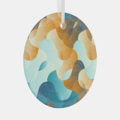 golfpatroon, blauw en bruin. glas ornament (Voorkant Rechts)