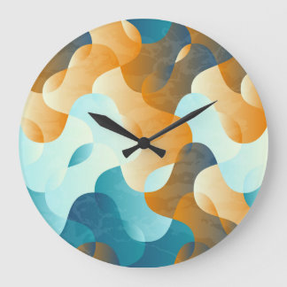 golfpatroon, blauw en bruin. grote klok