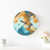  golfpatroon, blauw en bruin. grote klok (Huis)