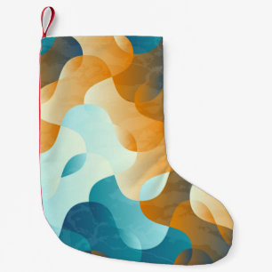 golfpatroon, blauw en bruin. kleine kerstsok