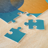  golfpatroon, blauw en bruin. legpuzzel (Zijkant)