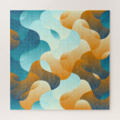  golfpatroon, blauw en bruin. legpuzzel (Horizontaal)