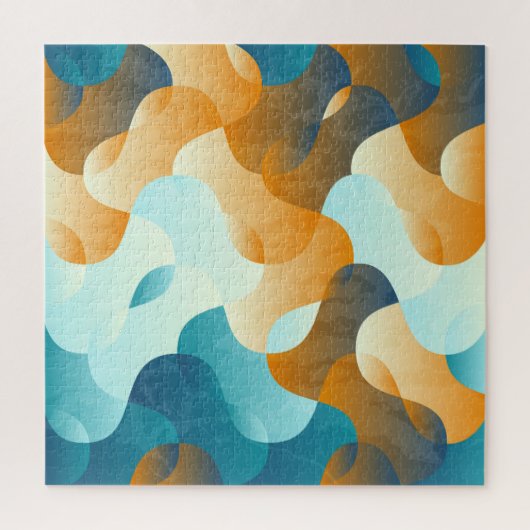 golfpatroon, blauw en bruin. legpuzzel (Verticaal)