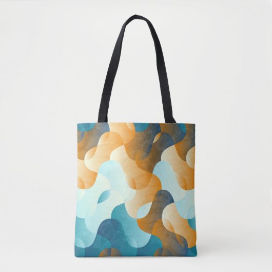 golfpatroon, blauw en bruin. tote bag (Voorkant)