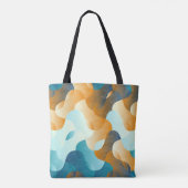 golfpatroon, blauw en bruin. tote bag (Achterkant)