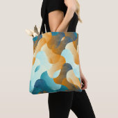 golfpatroon, blauw en bruin. tote bag (Dichtbij)