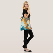 golfpatroon, blauw en bruin. tote bag (Op model)