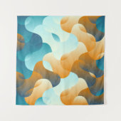  golfpatroon, blauw en bruin. wandkleed (Voorkant (horizontaal))