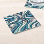 golfpatroon geïnspireerd op de oceaan kartonnen onderzetters (Schuin)