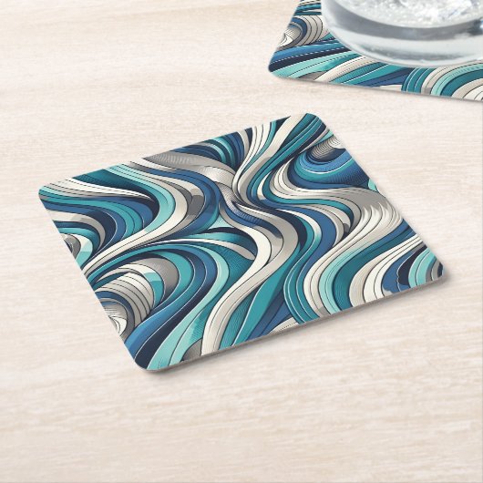 golfpatroon geïnspireerd op de oceaan kartonnen onderzetters (Schuin)