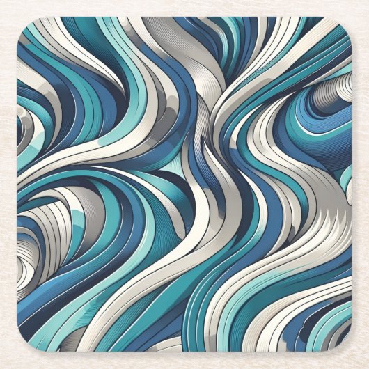 golfpatroon geïnspireerd op de oceaan kartonnen onderzetters (Voorkant)