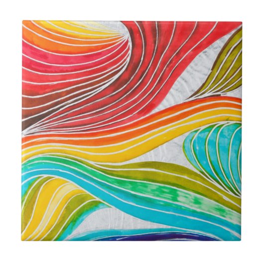 Golfpatroon getekend door Waterverf verf Tegeltje (Voorkant)