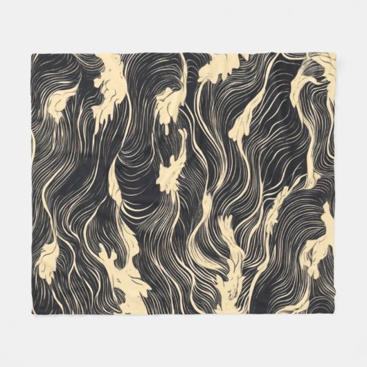 golfpatroon in kuststijl fleece deken (Voorkant (Horizontaal))