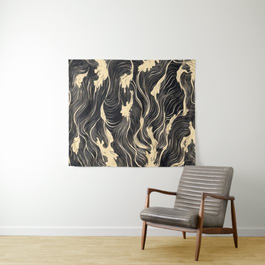 golfpatroon in kuststijl wandkleed (In Situ (horizontaal))