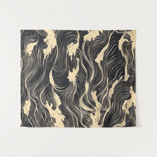 golfpatroon in kuststijl wandkleed (Voorkant (horizontaal))