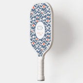 Golfpatroon met blauwe witte oranje zon monogram pickleball paddle (Links)