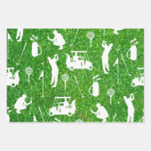 Golfpatroon met golfer en golfkar op groen inpakpapier vel (Voorkant 3)