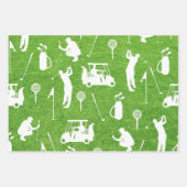 Golfpatroon met golfer en golfkar op groen inpakpapier vel (Voorkant 2)